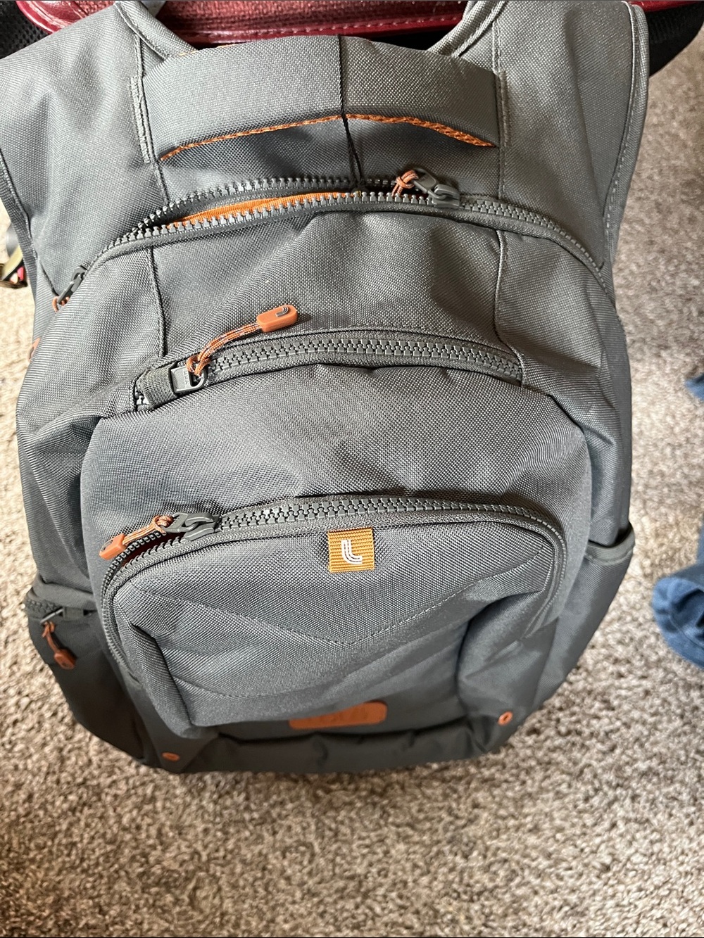 Lole Gray Backpack with Brown Accents